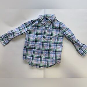 Janie and Jack Blue and Green Plaid Button Down Shirt